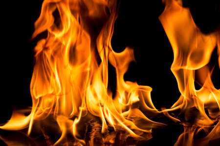 Burning fire on black background.の写真素材
