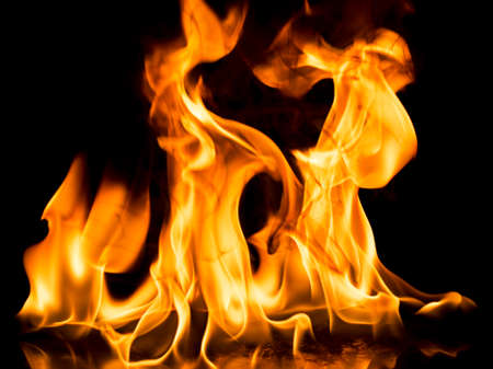 Burning fire on black background.の写真素材