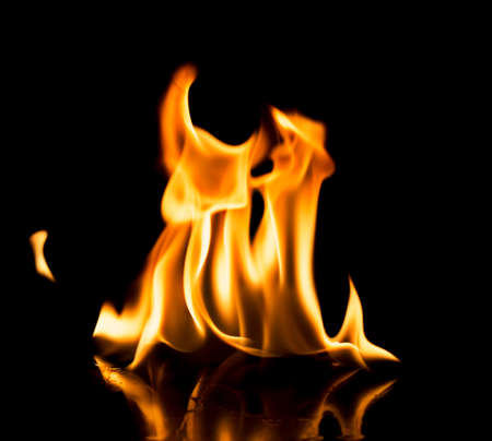 Burning fire on black background.の写真素材