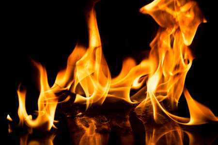 Burning fire on black background.の写真素材