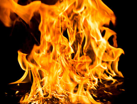Burning fire on black background.の写真素材