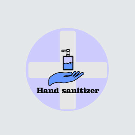 Logo vector banner Hand sanitizing concept. Flat illustration of banner concept in anticipation of Covid-19 with a hand icon for web designのイラスト素材