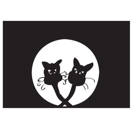 Cats on moonlight doodle のイラスト素材