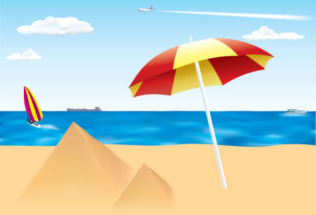 Summer Scene on the beach のイラスト素材