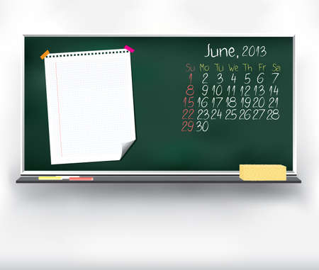 Scribble calendar on the blackboard  June 2013のイラスト素材