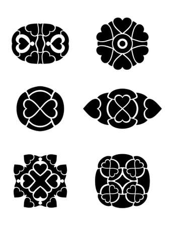 Hearts tribal tattoo setのイラスト素材