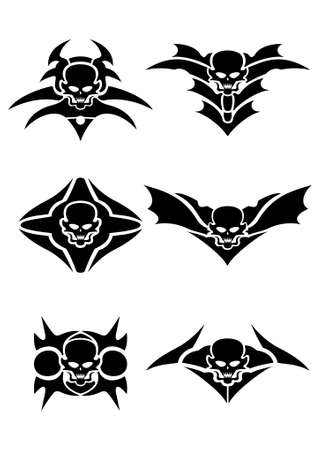 Skull tribal tattoo setのイラスト素材