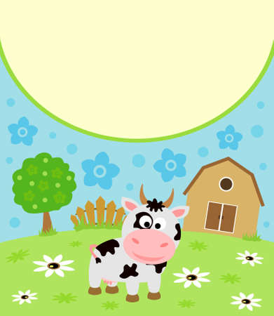 Background cartoon card with funny cowのイラスト素材
