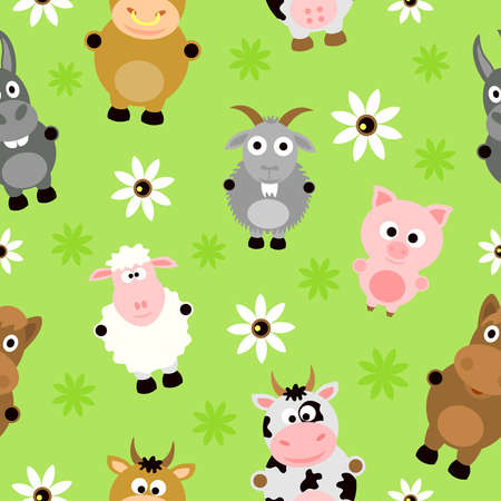 Seamless background card with funny animalsのイラスト素材