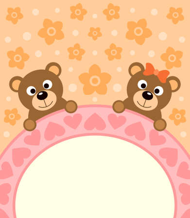 Cartoon background card with funny bears のイラスト素材
