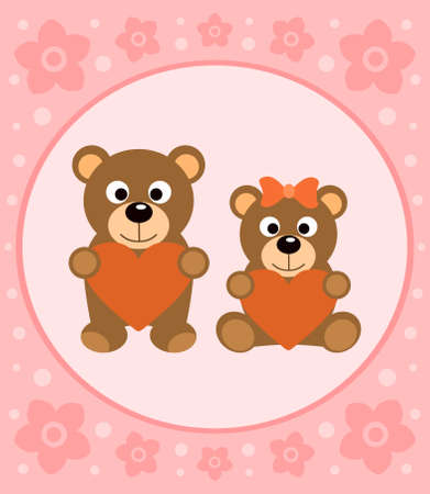  Background card with funny bears cartoonのイラスト素材