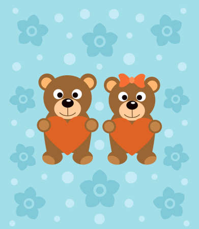  Background  with funny cartoon bearsのイラスト素材