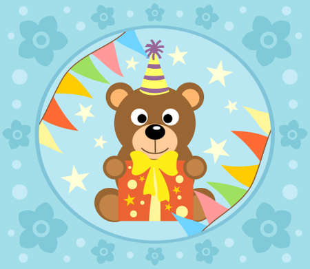 Cartoon  background  with funny bearのイラスト素材