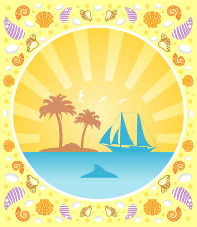 Background summer card with yachtのイラスト素材