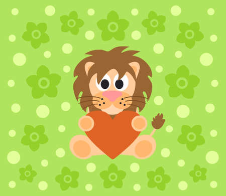  Background with funny lion cartoonのイラスト素材