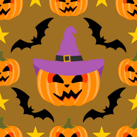  Halloween background seamless with Pumpkinのイラスト素材