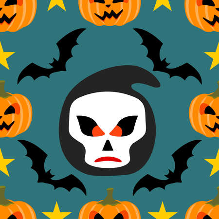 Halloween background seamless with Scythemanのイラスト素材