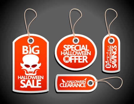 Halloween Sale Tags Set redのイラスト素材