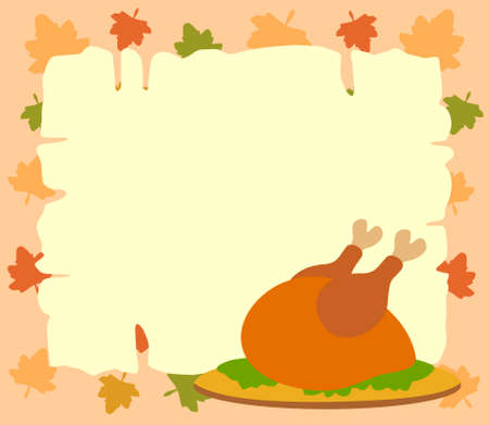  Thanksgiving  background with cooked turkey vectorのイラスト素材