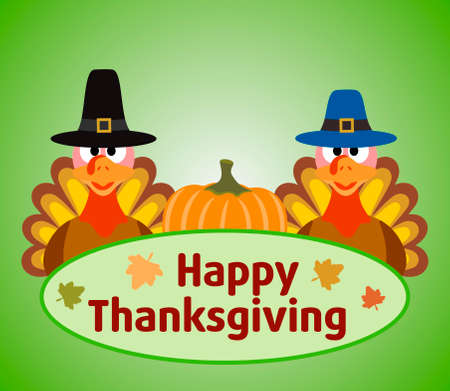 Thanksgiving day background with turkey and pumpkin vectorのイラスト素材