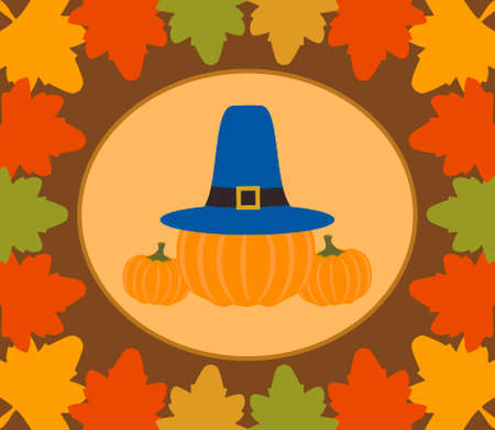 Autumn Thanksgiving  Day background with pumpkin vectorのイラスト素材