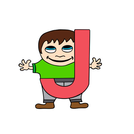 Child  English alphabet letter J vectorのイラスト素材