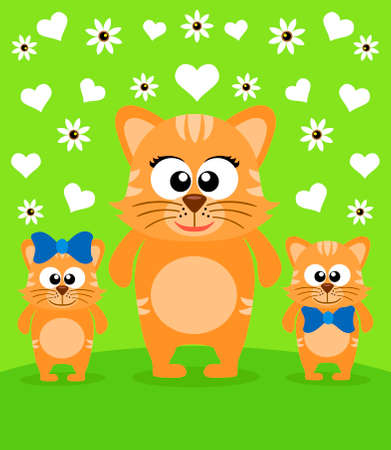 Mother's day background card with catsのイラスト素材