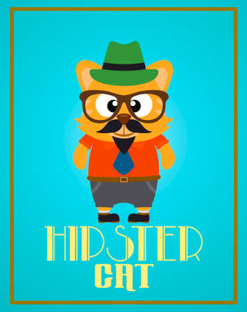 Funny hipster cat ,vectorのイラスト素材