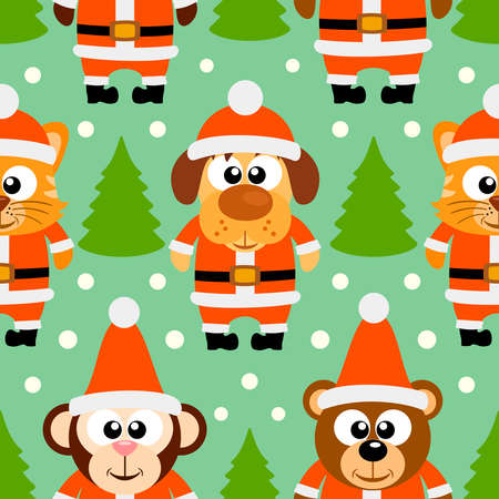 New Year seamless card with funny animal,vectorのイラスト素材