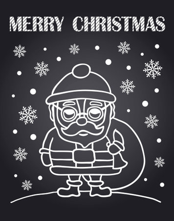 Christmas chalkboard card with Santa Clausのイラスト素材