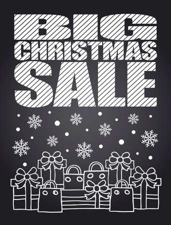 Big Christmas Sale chalkboard cardのイラスト素材