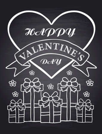 Happy Valentine's Day chalkboard card eps.10のイラスト素材