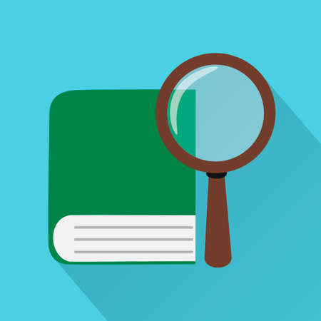 Flat design style modern vector illustration,book and magnifierのイラスト素材