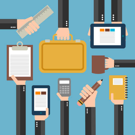 Business Flat background with hand .Vector illustrationのイラスト素材