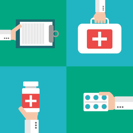 Healthcare vector set, flat design styleのイラスト素材