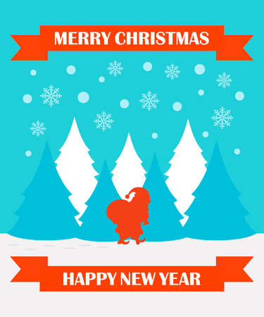 Merry Christmas and Happy New Year Greeting Card,flat concept designのイラスト素材