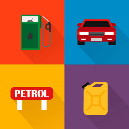 Petrol station modern concept vector design flat setのイラスト素材