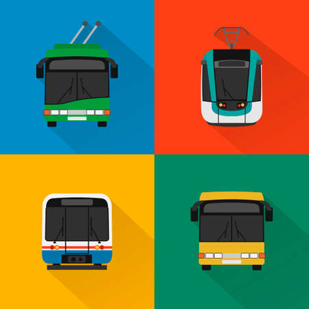 Urban public transport set , modern concept design flatのイラスト素材