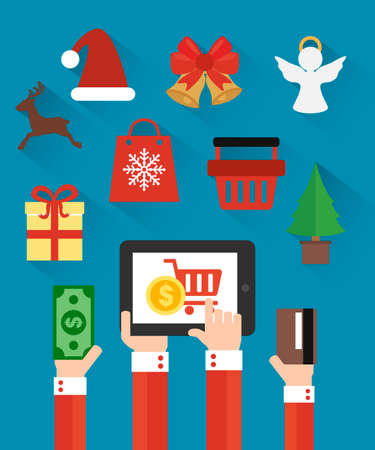 Merry Christmas and New year Sale concept modern flat design.Vector illustrationのイラスト素材