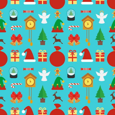 Happy New Year seamless concept modern flat design.Vector illustrationのイラスト素材