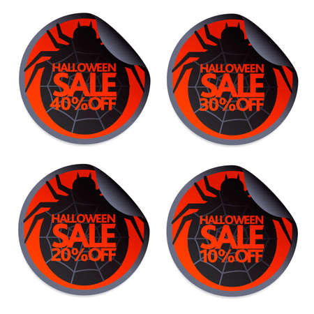 Halloween sale sticker with spider set 10,20,30,40のイラスト素材