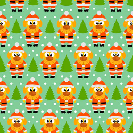 New Year seamless with dogs.Vector illustrationのイラスト素材