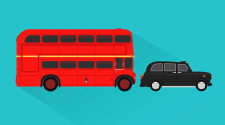 British bus ,taxi passenger transport design flat style.Vector illustration