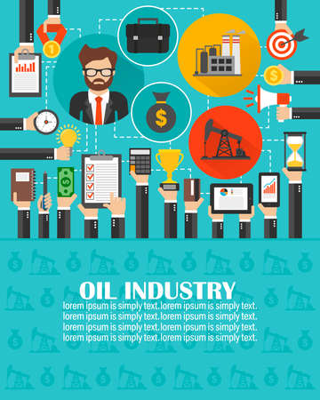 Oil industry design isolated modern flat with managerman,businessman.lorem ipsum is simply text.Vector illustrationのイラスト素材