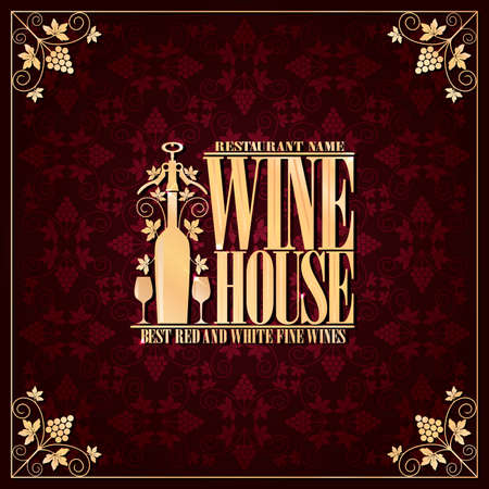 Vintage menu wine house best red and white fine wines.Vector illustrationのイラスト素材