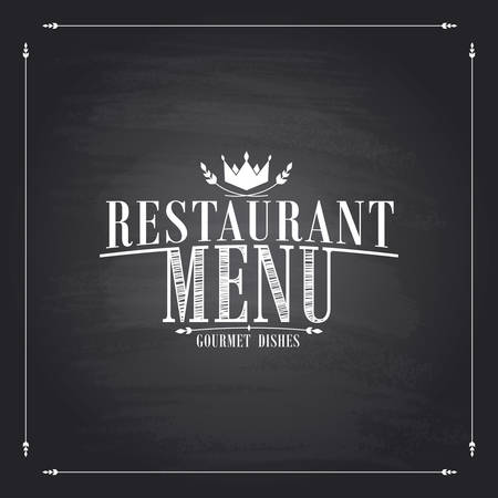 Restaurant menu gourmet dishes. Chalkboard background. Vector illustrationのイラスト素材