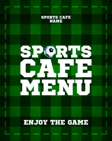 Sports cafe menu. Enjoy the game. Sports green background template. Vector illustrationのイラスト素材
