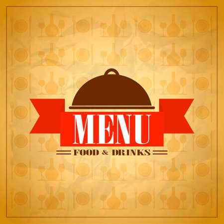 Food and drinks restaurant menu on a retro paper background. Vector illustrationのイラスト素材