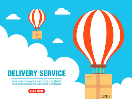 Delivery service design flat banner. Balloon delivery. vector illustrationのイラスト素材