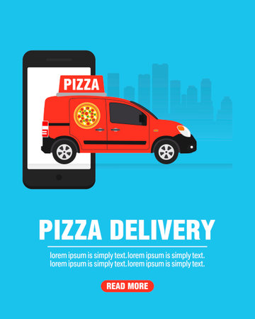 Pizza delivery concept modern design flat. vector illustrationのイラスト素材